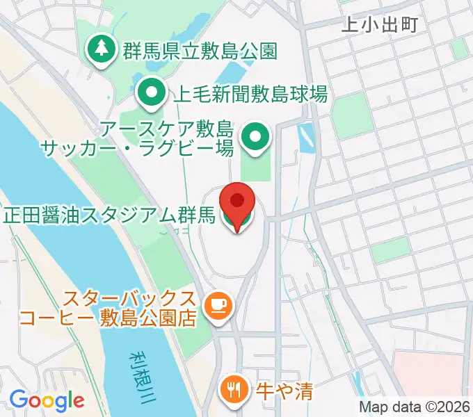 正田醤油スタジアム群馬の地図