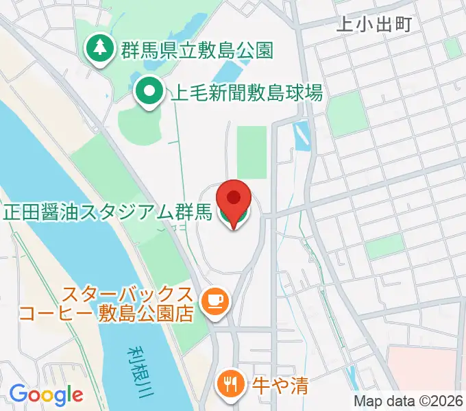正田醤油スタジアム群馬の地図
