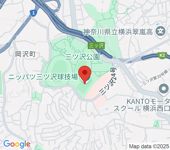 ニッパツ三ツ沢球技場の地図