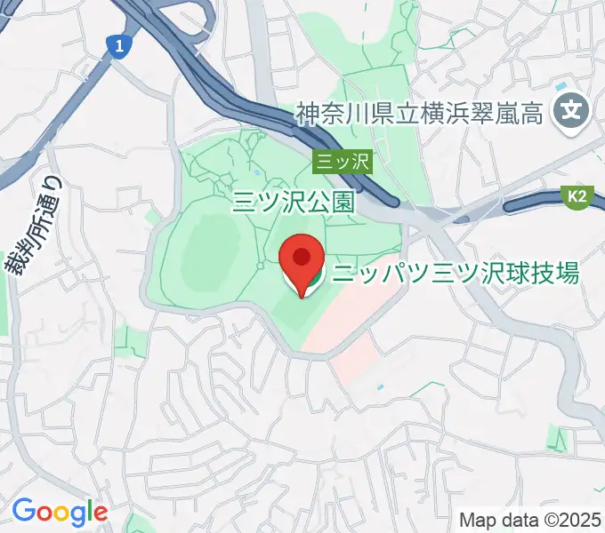 ニッパツ三ツ沢球技場の地図