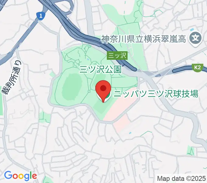 ニッパツ三ツ沢球技場の地図