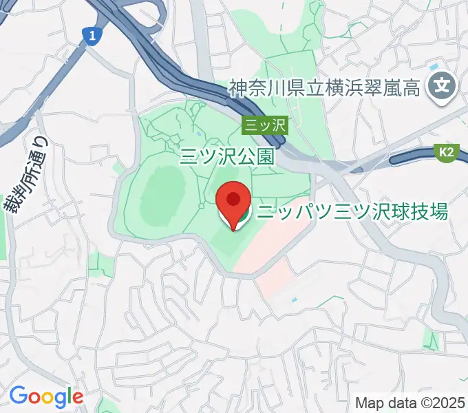 ニッパツ三ツ沢球技場の地図