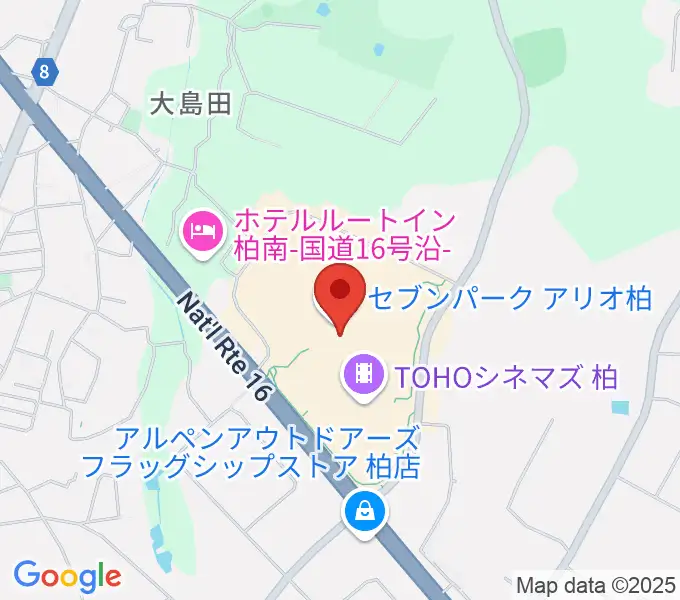 島村楽器セブンパークアリオ柏店の地図