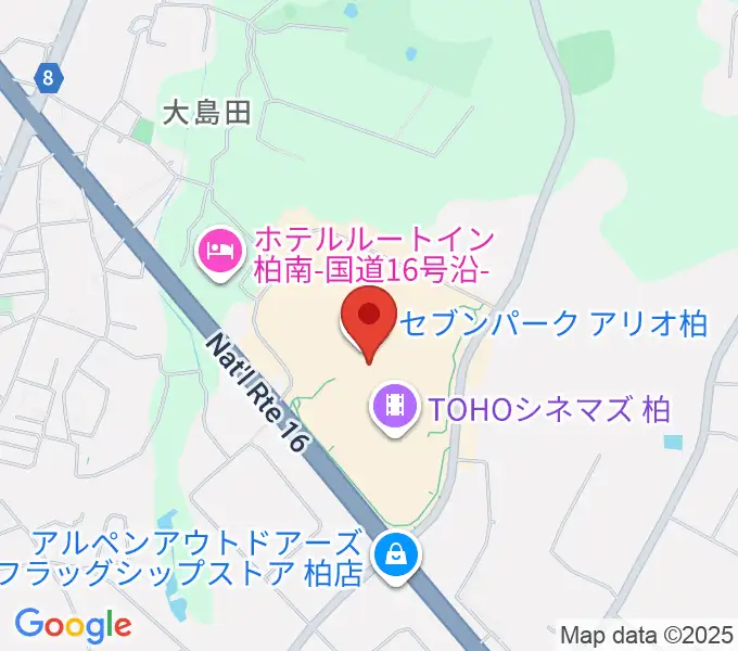 島村楽器セブンパークアリオ柏店の地図