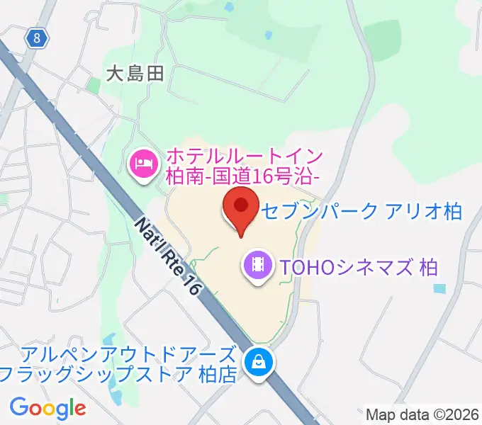 島村楽器セブンパークアリオ柏店の地図