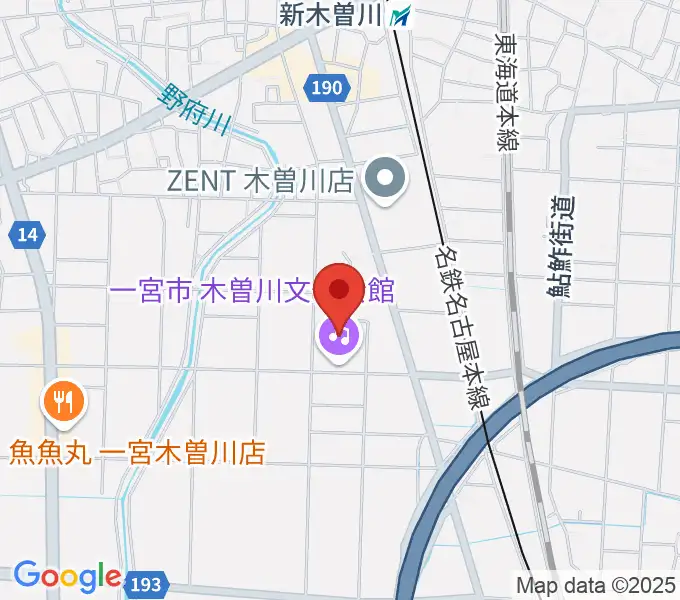 一宮市木曽川文化会館 尾西信金ホールの地図