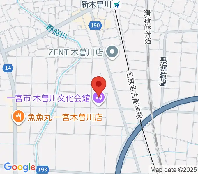 一宮市木曽川文化会館 尾西信金ホールの地図