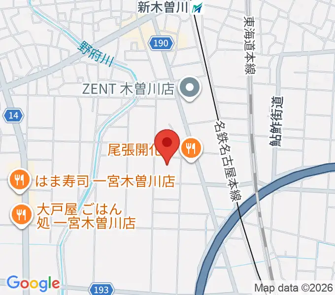 一宮市木曽川文化会館 尾西信金ホールの地図