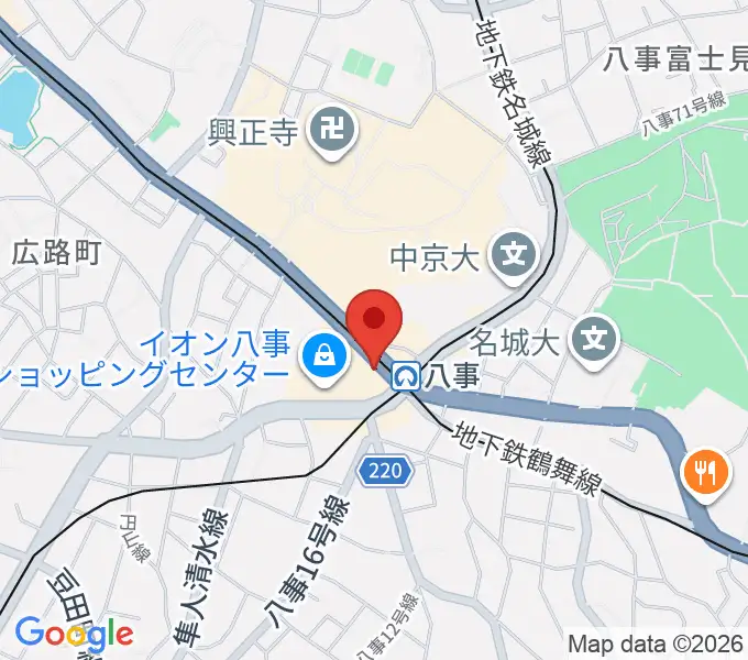 ポワンポワンスタジオ八事校の地図