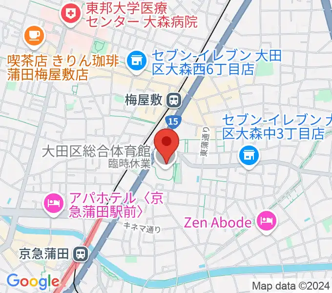 大田区総合体育館の地図