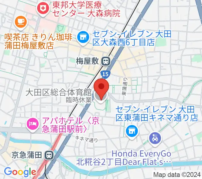 大田区総合体育館の地図