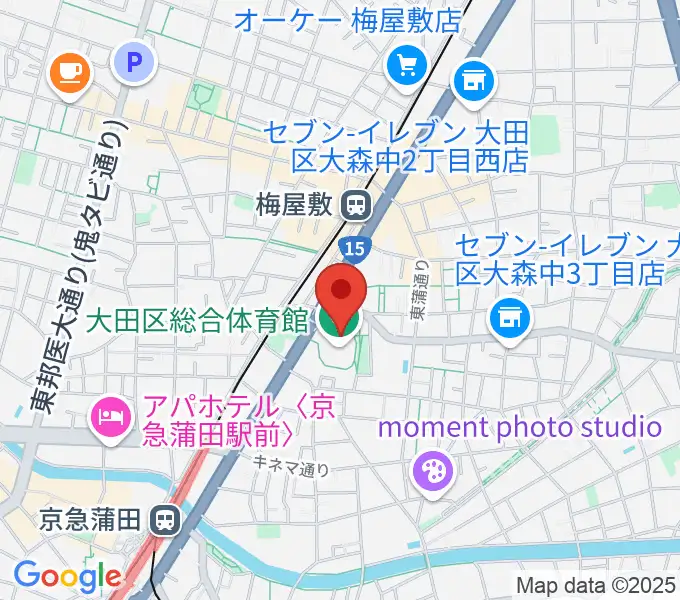 大田区総合体育館の地図