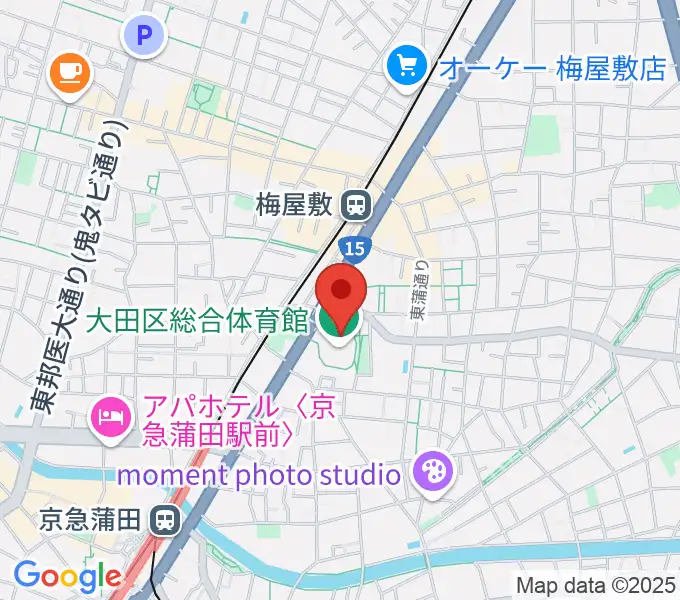 大田区総合体育館の地図