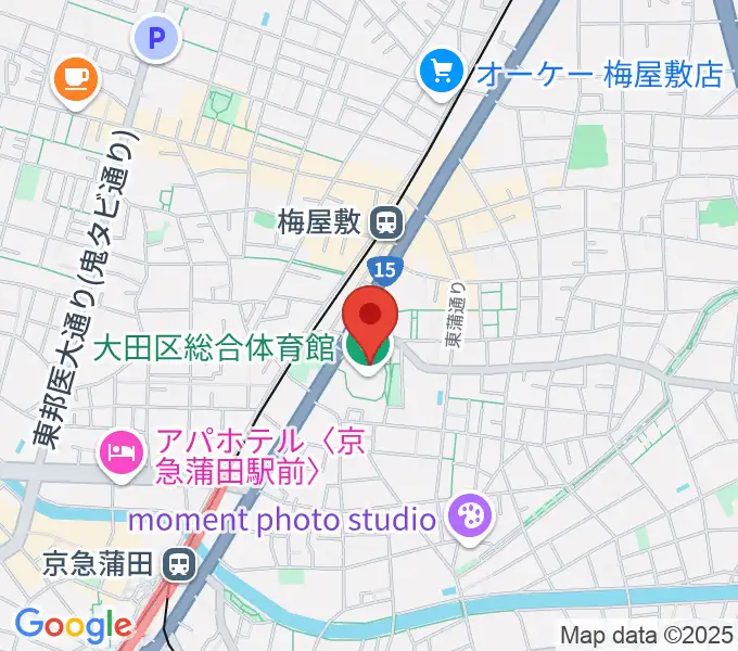 大田区総合体育館の地図