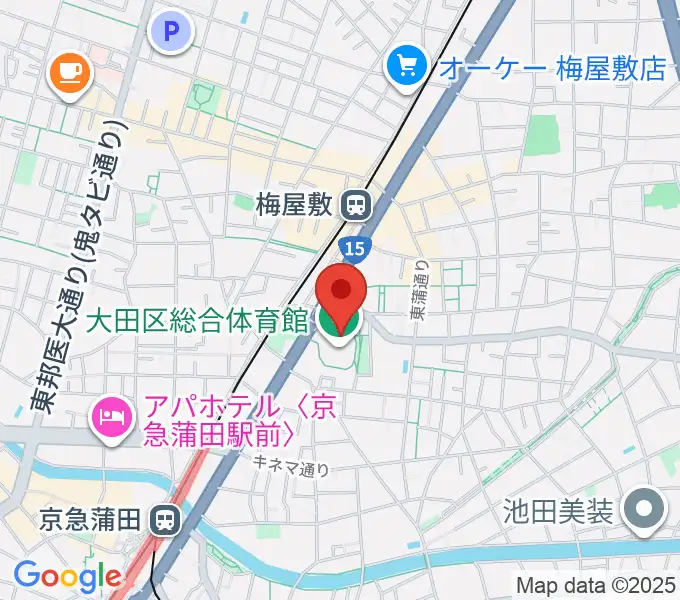 大田区総合体育館の地図