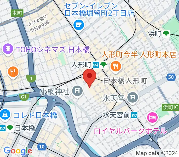 日本橋社会教育会館の地図