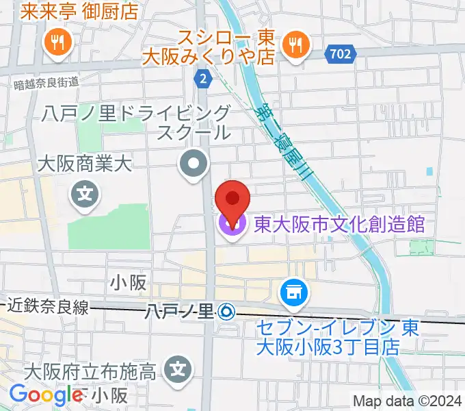 東大阪市文化創造館の地図