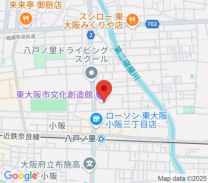 東大阪市文化創造館の地図