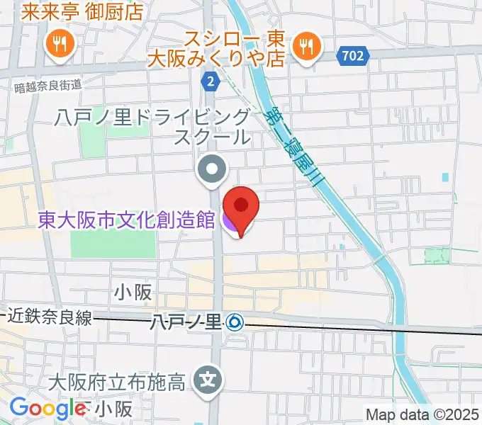 東大阪市文化創造館の地図
