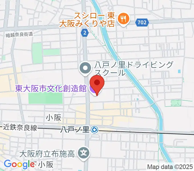 東大阪市文化創造館の地図