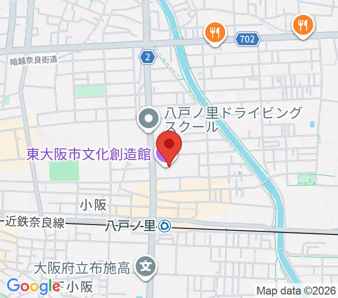東大阪市文化創造館の地図