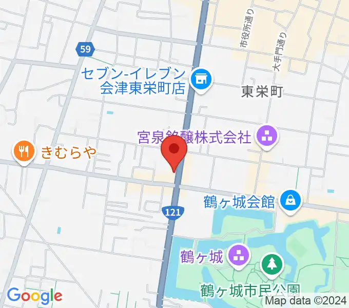 会津若松 まるギター教室＆ベース、ウクレレの地図