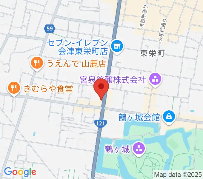 会津若松 まるギター教室＆ベース、ウクレレの地図