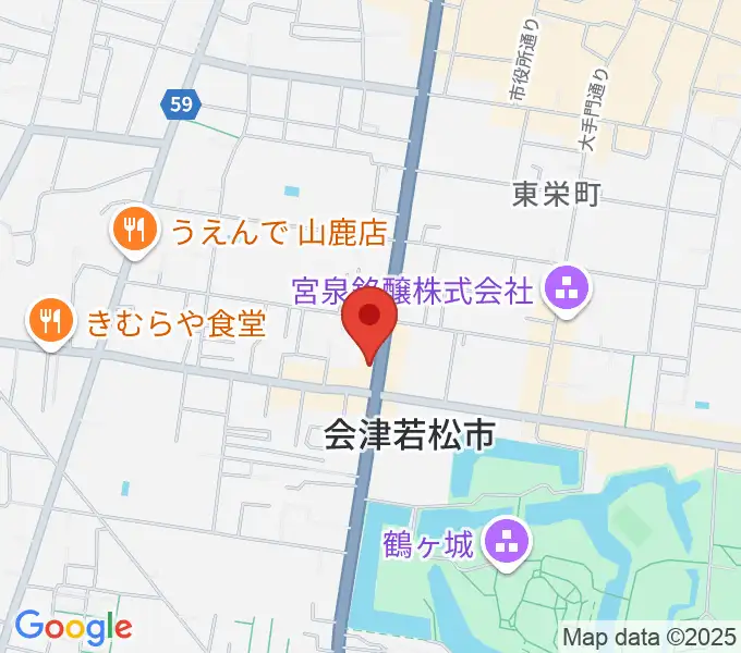 会津若松 まるギター教室＆ベース、ウクレレの地図