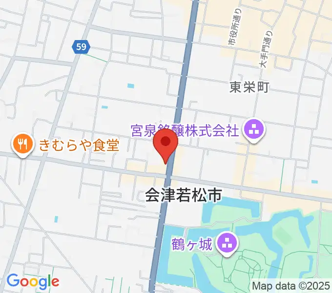 会津若松 まるギター教室＆ベース、ウクレレの地図