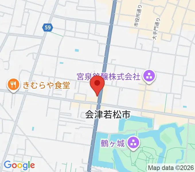 会津若松 まるギター教室&ベース、ウクレレの地図