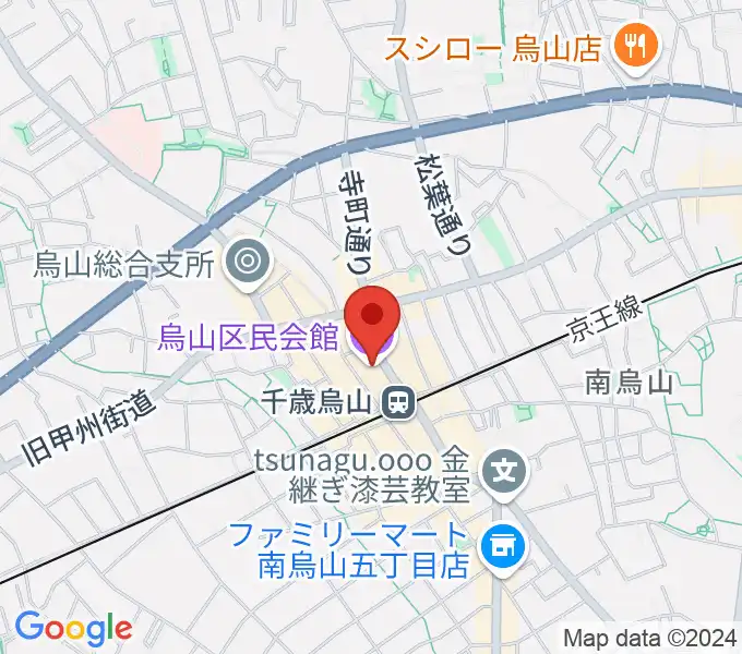 烏山区民会館の地図