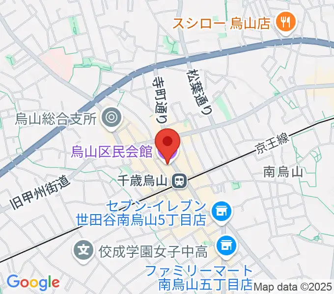 烏山区民会館の地図