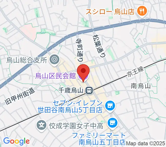 烏山区民会館の地図