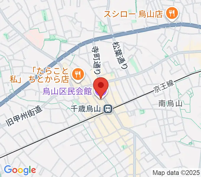 烏山区民会館の地図