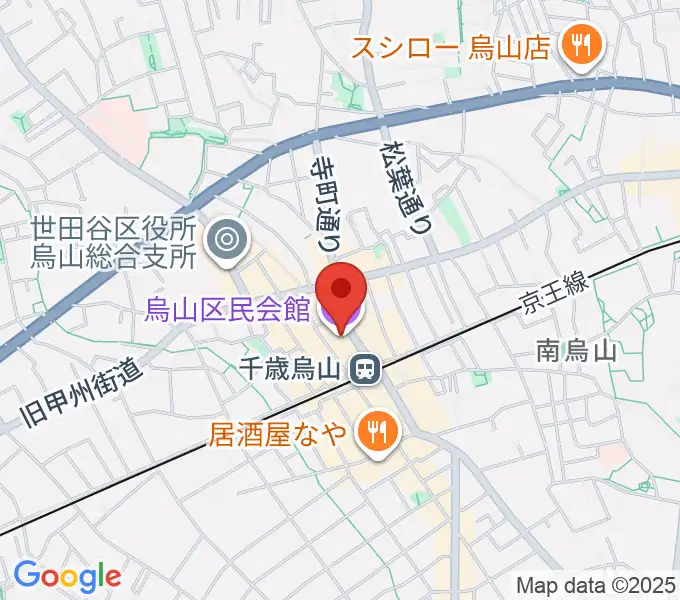 烏山区民会館の地図