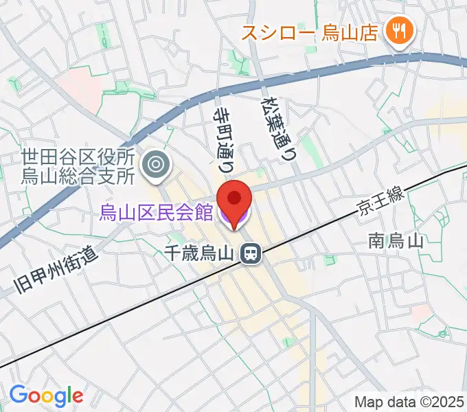烏山区民会館の地図