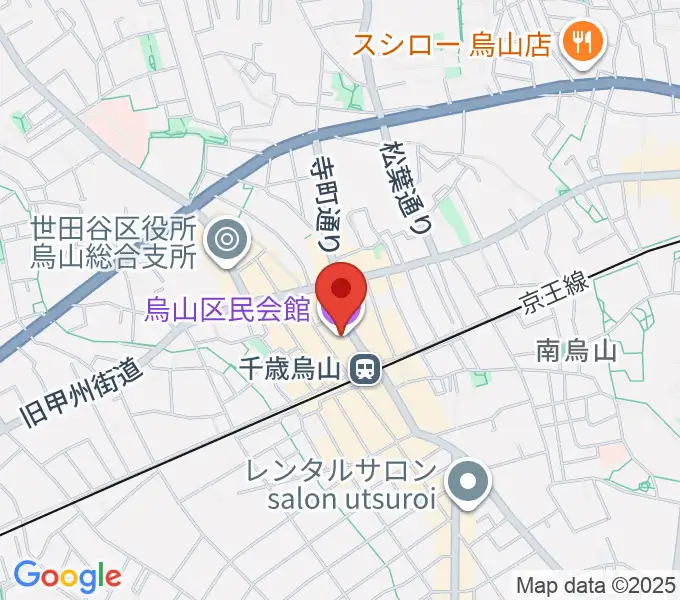 烏山区民会館の地図