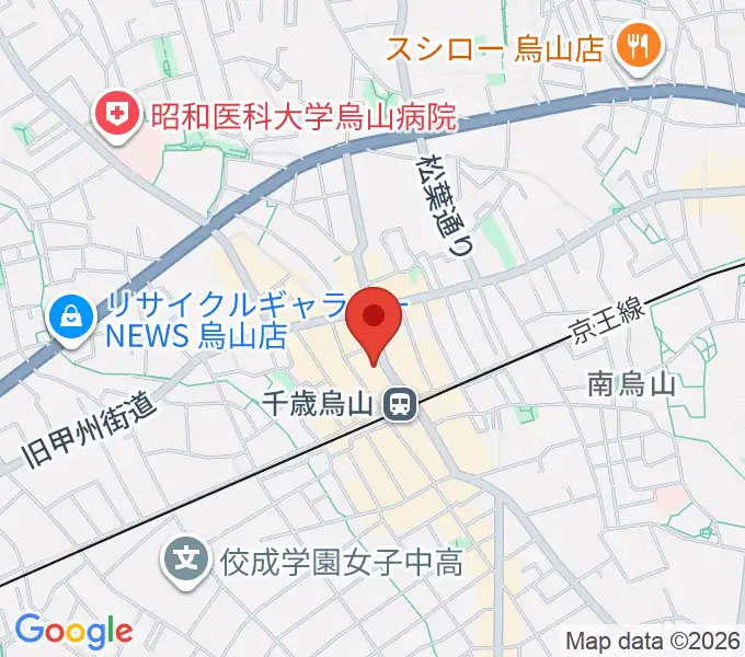烏山区民会館の地図