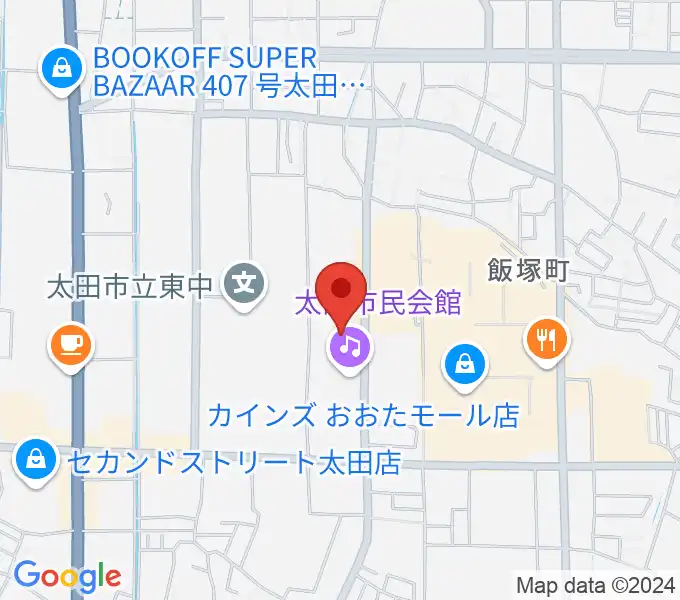 太田市民会館の地図