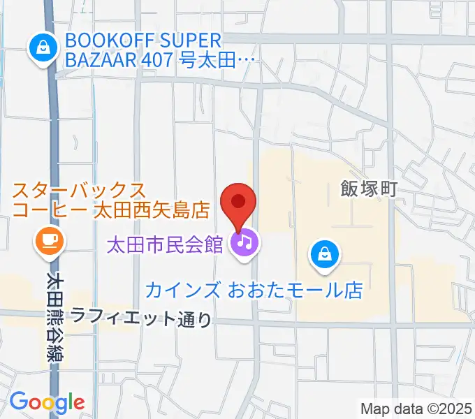 太田市民会館の地図
