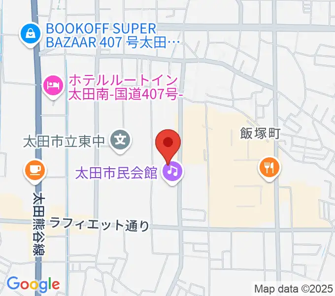 太田市民会館の地図
