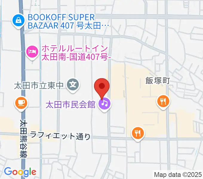 太田市民会館の地図