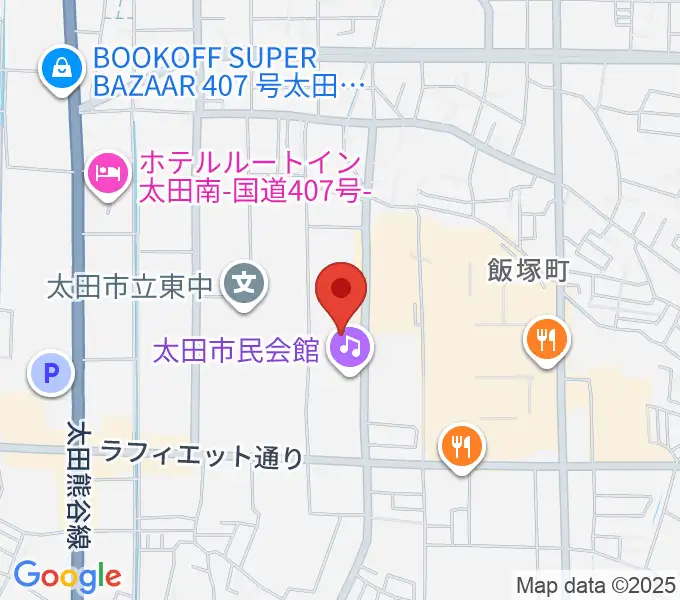 太田市民会館の地図