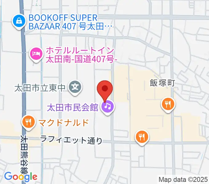 太田市民会館の地図