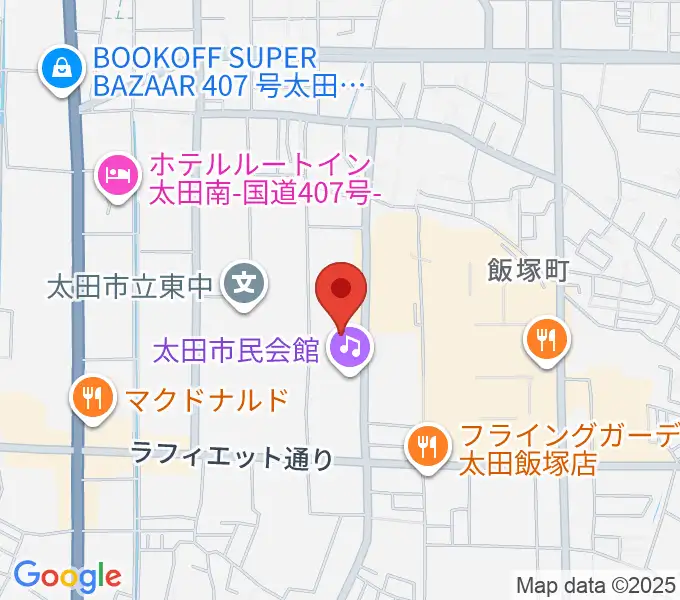 太田市民会館の地図