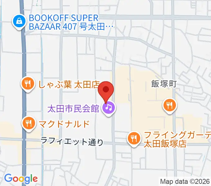 太田市民会館の地図