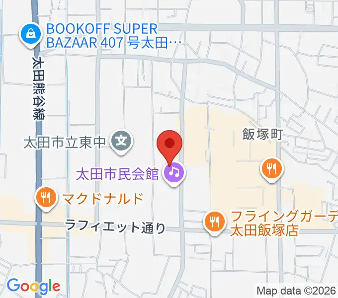 太田市民会館の地図