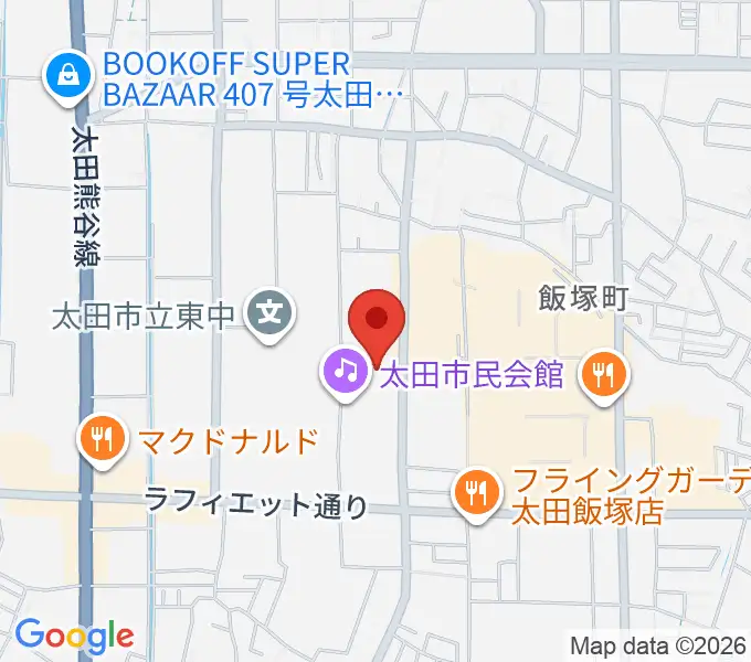 太田市民会館の地図