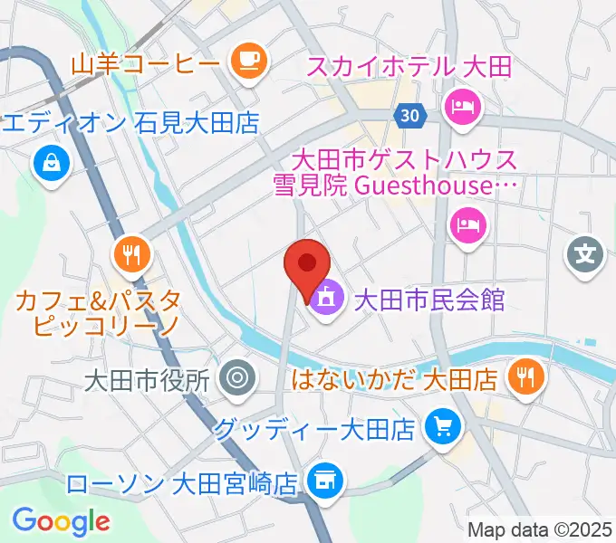 大田市民会館の地図