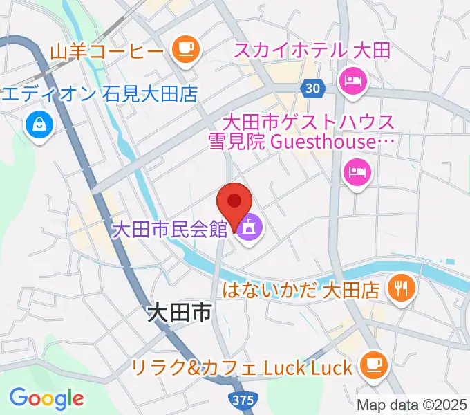 大田市民会館の地図